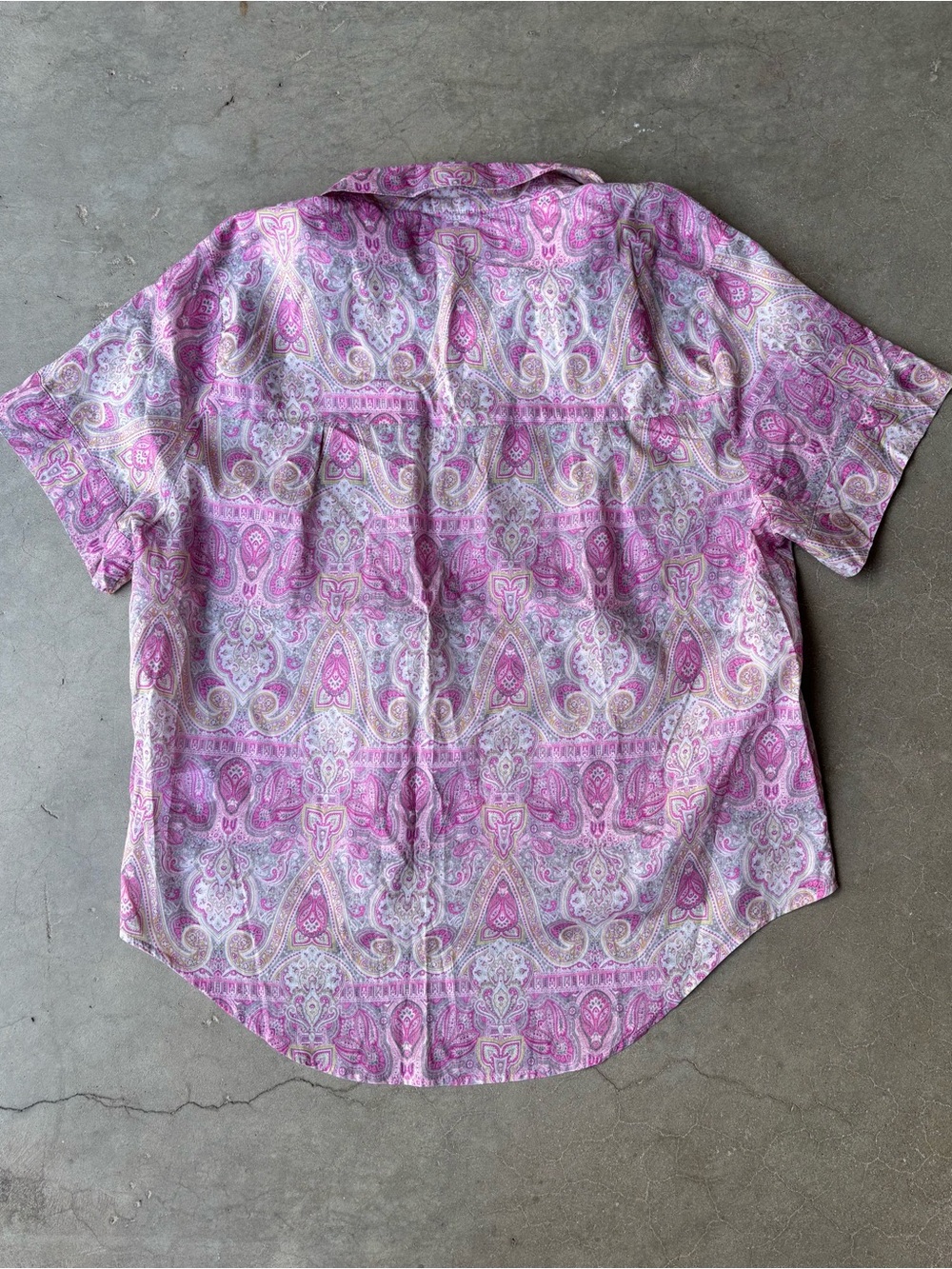 Papinelle 100% cotton pink paisley button up blouse high low hemline XXL - Picture 2 of 5